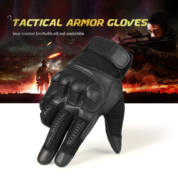 Tactical Rubber Hard Knuckle Full Finger Gloves Military Army Paintball Airsoft Bicycle Combat PU Leather Glove Men