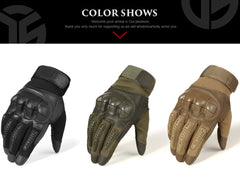 Tactical Rubber Hard Knuckle Full Finger Gloves Military Army Paintball Airsoft Bicycle Combat PU Leather Glove Men