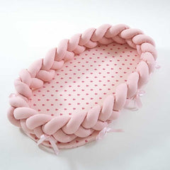 Baby Bed Portable Grey Pink Crib