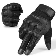 Tactical Rubber Hard Knuckle Full Finger Gloves Military Army Paintball Airsoft Bicycle Combat PU Leather Glove Men