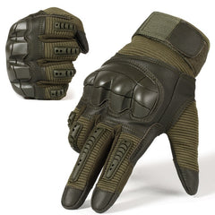 Tactical Rubber Hard Knuckle Full Finger Gloves Military Army Paintball Airsoft Bicycle Combat PU Leather Glove Men
