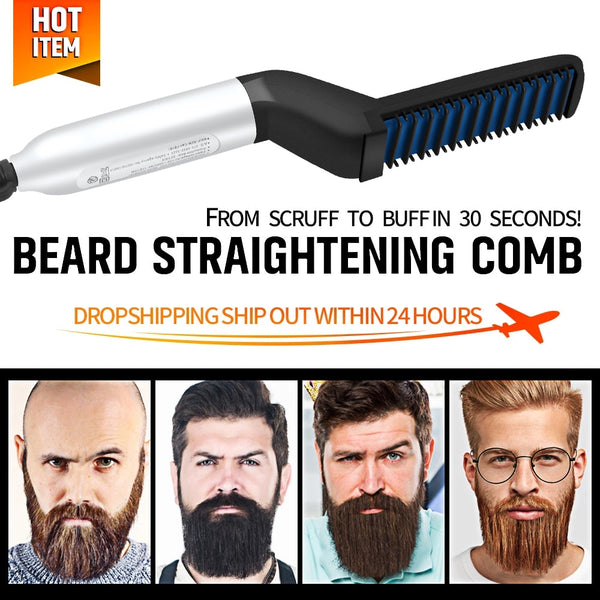 Multifunctional Hair Comb Brush Beard Straightener Brush Hair Straighten Hot Comb Hair Curler Quick Hair Styler For Men