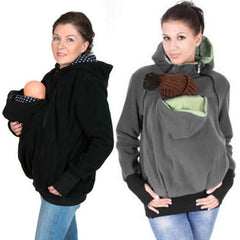 Winter Pregnant Sweatshirt Woman Kangaroo Hoodies with Parent Child Baby Carrier